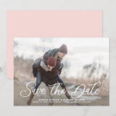 Witte Eenvoudige Kalligrafie Foto Save The Date (Voorkant / Achterkant)