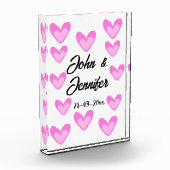 witte eenvoudige minimale tekst stijl bruiloft roz fotoblokken (Links)