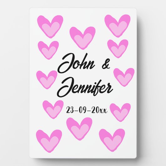 witte eenvoudige minimale tekst stijl bruiloft roz fotoplaat (voorkant)