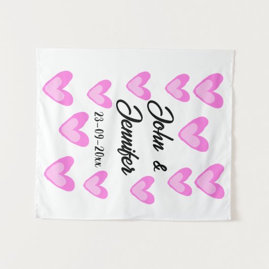 witte eenvoudige minimale tekst stijl bruiloft roz wandkleed (Voorkant (horizontaal))