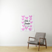 witte eenvoudige minimale tekst stijl bruiloft roz wandkleed (In situ)