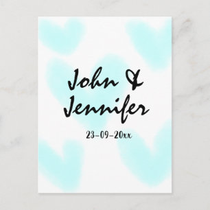 witte eenvoudige minimale tekst stijl trouwen blau briefkaart