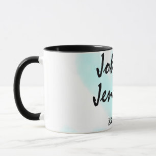 witte eenvoudige minimale tekst stijl trouwen blau mok