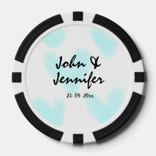 witte eenvoudige minimale tekst stijl trouwen blau poker chips