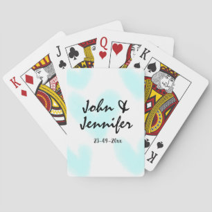 witte eenvoudige minimale tekst stijl trouwen blau pokerkaarten