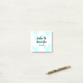witte eenvoudige minimale tekst stijl trouwen blau post-it® notes (Op bureau)