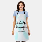 witte eenvoudige minimale tekst stijl trouwen blau schort (Gedragen)