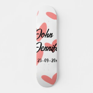 witte eenvoudige minimale tekst stijl trouwen rood persoonlijk skateboard