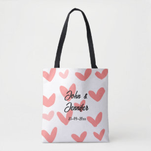 witte eenvoudige minimale tekst stijl trouwen rood tote bag