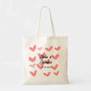 witte eenvoudige minimale tekst stijl trouwen rood tote bag