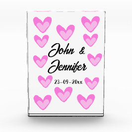 witte eenvoudige minimale tekst stijl trouwen roze fotoblokken