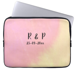witte eenvoudige minimale tekst stijl trouwen roze laptop sleeve