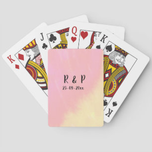 witte eenvoudige minimale tekst stijl trouwen roze pokerkaarten