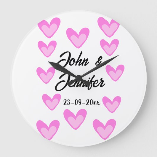 Witte Eenvoudige Minimale Tekst Stijl TrouwrozeHar Grote Klok (Voorkant)