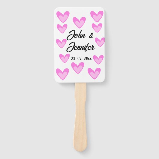 Witte Eenvoudige Minimale Tekst Stijl TrouwrozeHar Handwaaier (Voorkant)