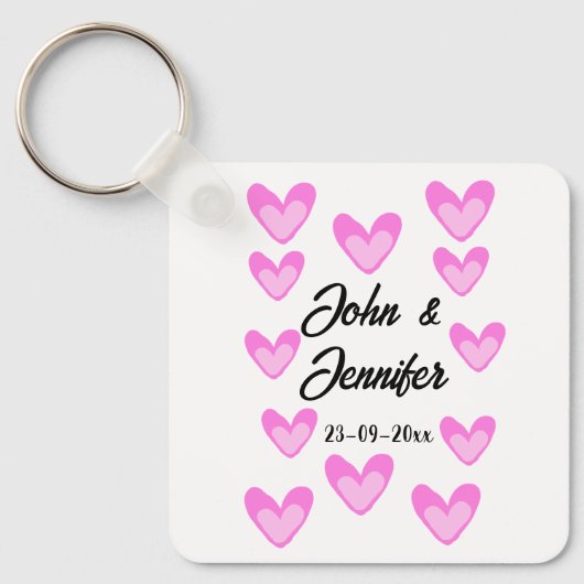 Witte Eenvoudige Minimale Tekst Stijl TrouwrozeHar Sleutelhanger (Voorkant)