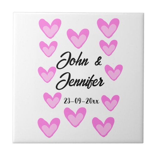 Witte Eenvoudige Minimale Tekst Stijl TrouwrozeHar Tegeltje (Voorkant)