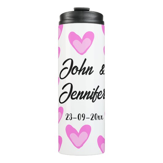 Witte Eenvoudige Minimale Tekst Stijl TrouwrozeHar Thermosbeker (Voorkant)