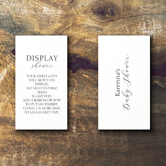 Witte Eenvoudige Minimalistische Baby shower Displ Informatiekaartje