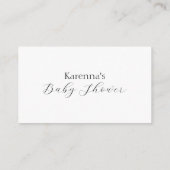 Witte Eenvoudige Minimalistische Baby shower Displ Informatiekaartje (Achterkant)