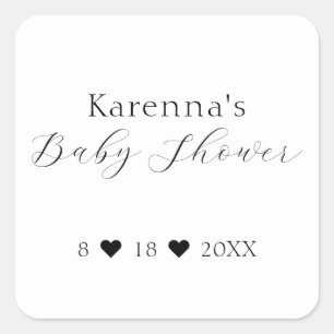 Witte eenvoudige minimalistische Baby showers enve Vierkante Sticker