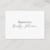 Witte Eenvoudige Minimalistische Baby showers Luie Informatiekaartje (Achterkant)