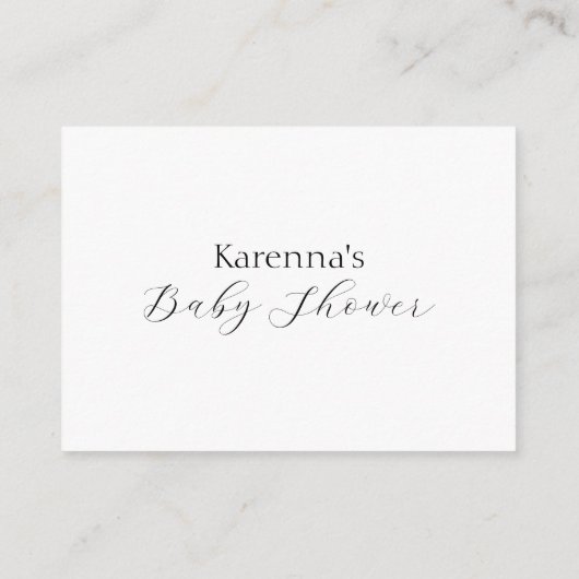 Witte Eenvoudige Minimalistische Baby showers Luie Informatiekaartje (Achterkant)