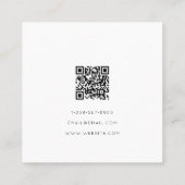 Witte Eenvoudige Minimalistische QR Code Vierkante Visitekaartje (Achterkant)