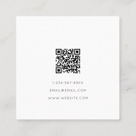Witte Eenvoudige Minimalistische QR Code Vierkante Visitekaartje (Achterkant)