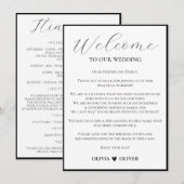 Witte eenvoudige minimalistische trouwweekend rout informatiekaartje (Voorkant / Achterkant)