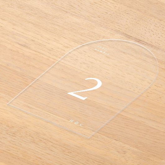 Witte Eenvoudige Moderne Acrylboog Tafelnummer (Laagn)