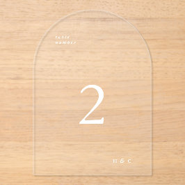 Witte Eenvoudige Moderne Acrylboog Tafelnummer