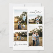 Witte Eenvoudige Moderne Kerstmis Vier Fotocollage Feestdagenkaart (Voorkant)