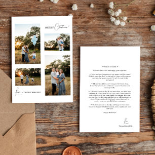 Witte Eenvoudige Moderne Kerstmis Vier Fotocollage Feestdagenkaart