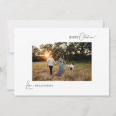 Witte Eenvoudige Moderne Kerstmisfoto en Brief Feestdagenkaart (Voorkant)