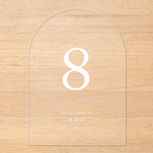 Witte Eenvoudige Moderne Trouwacryl Tafelnummers (Voorkant)