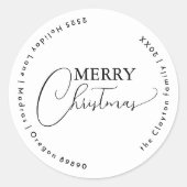 Witte Eenvoudige Moderne Vrolijke Kerstmisenvelop  Ronde Sticker (Voorkant)