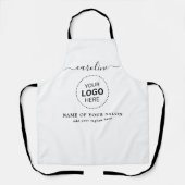 Witte Eenvoudige Naam en Logo kapsalon schort (Voorkant)