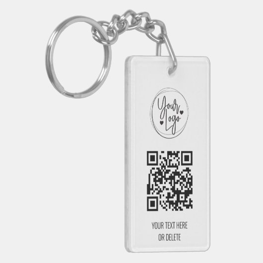 Witte, eenvoudige QR Code Logo Business Sleutelhan Sleutelhanger (Voorkant Links)