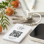 Witte, eenvoudige QR Code Logo Business Sleutelhan Sleutelhanger (Voorkant Rechts)