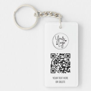 Witte, eenvoudige QR Code Logo Business Sleutelhan Sleutelhanger