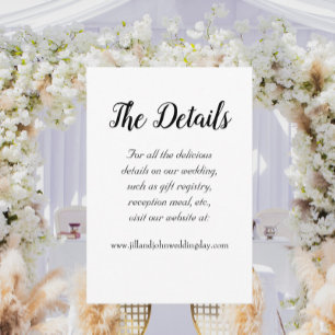Witte Eenvoudige Stijl Trouwdetails Informatiekaartje