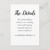 Witte Eenvoudige Stijl Trouwdetails Informatiekaartje (Voorkant)