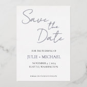 Witte Eenvoudige Stijl Trouwen Save the Date Folie Uitnodiging (Voorkant)