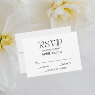 Witte Eenvoudige Stijl Wedding RSVP Kaartje