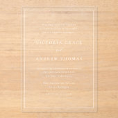 Witte Eenvoudige Typografie Formele bruiloft Acryl Uitnodigingen (Voorkant)