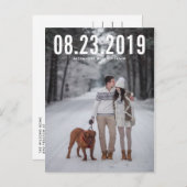 Witte Eenvoudige Typografie Save the Date Briefkaa Aankondigingskaart (Voorkant / Achterkant)