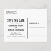 Witte Eenvoudige Typografie Save the Date Briefkaa Aankondigingskaart (Achterkant)