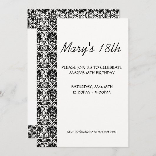 Witte eenvoudige verjaardag uitnodiging (Voorkant / Achterkant)