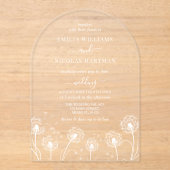 Witte Eenvoudige Wilde Bloemen Bruiloft Acryl Uitnodigingen (Voorkant)